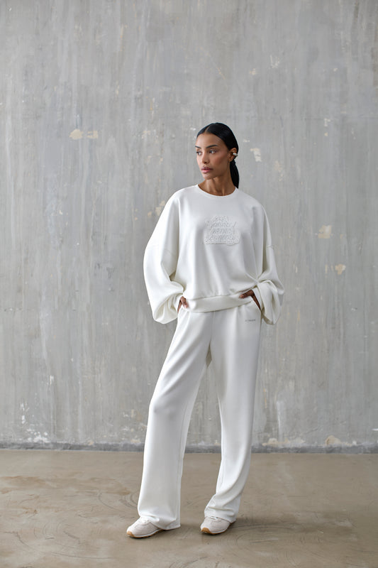 Wide Leg Relaxed Jogger Ivory