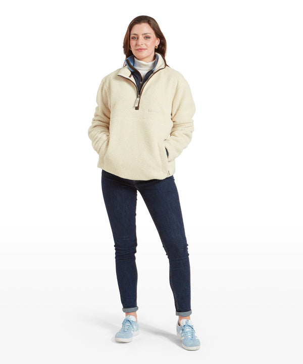 Berkeley Retro Quarter Zip Fleece Ecru