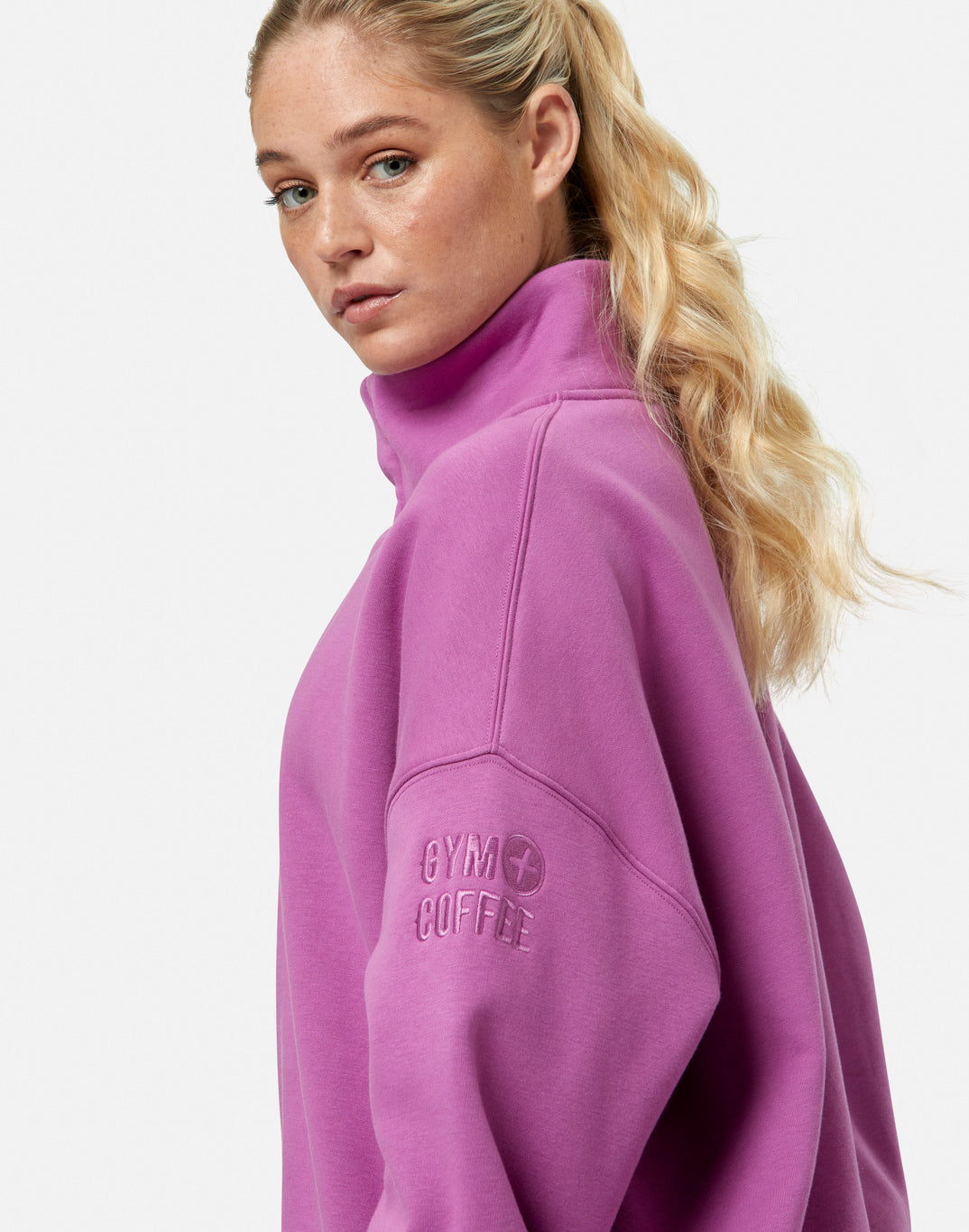 Snap Collar Sweatshirt Crisp Pink
