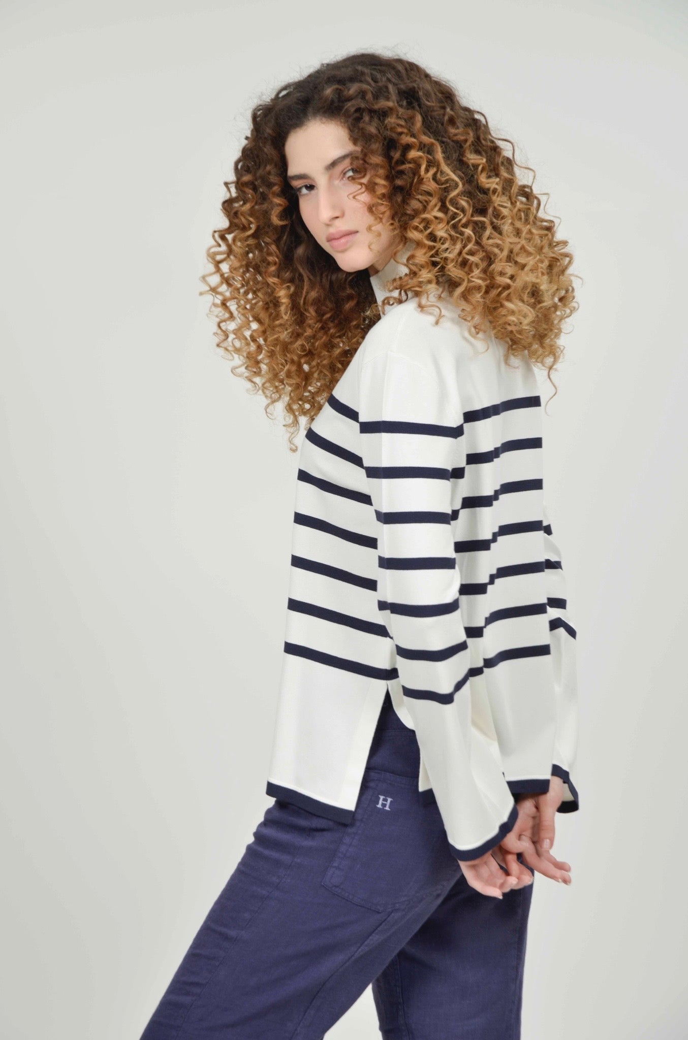 Doris White Stripe Jumper