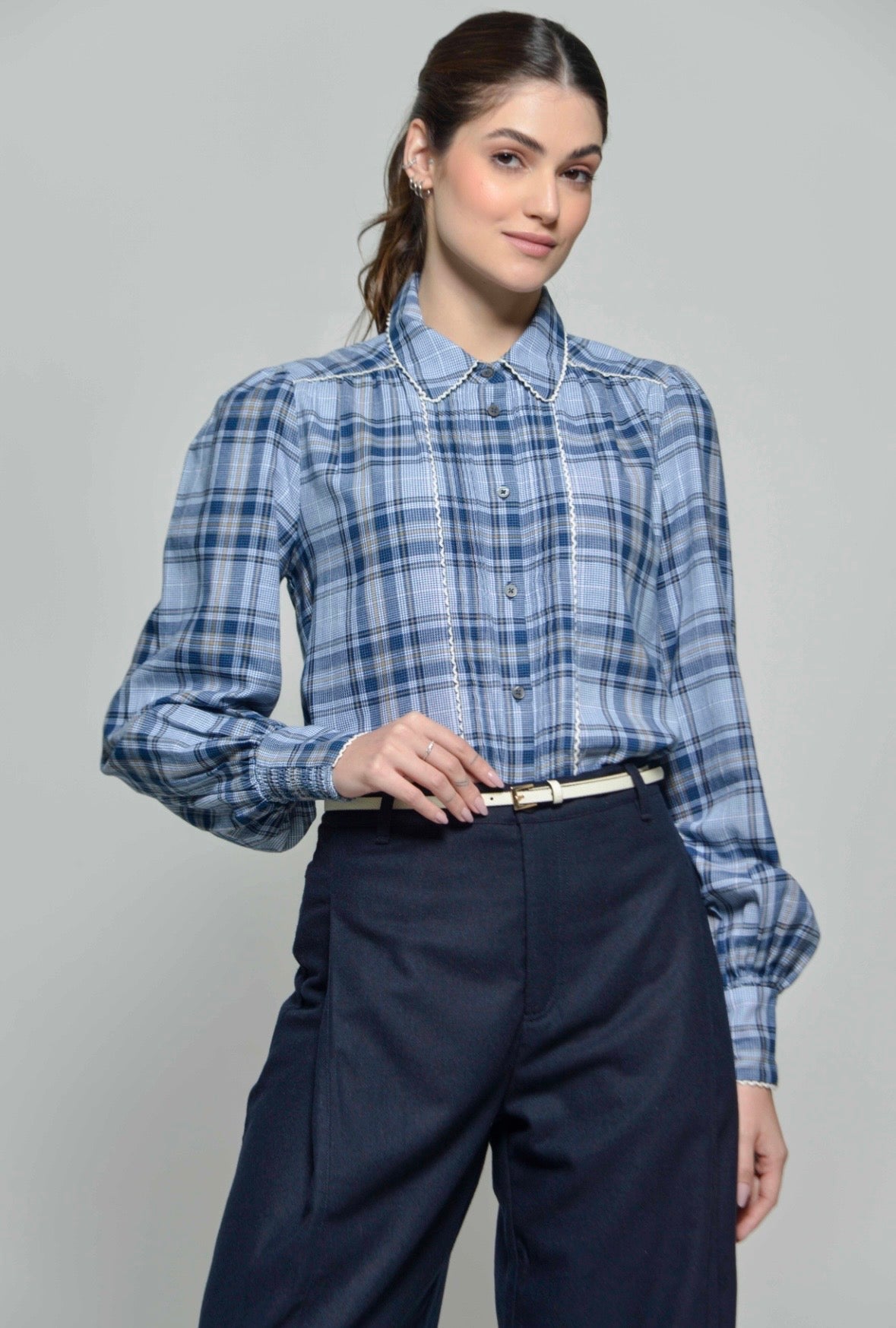 Mariella Blue Check Blouse