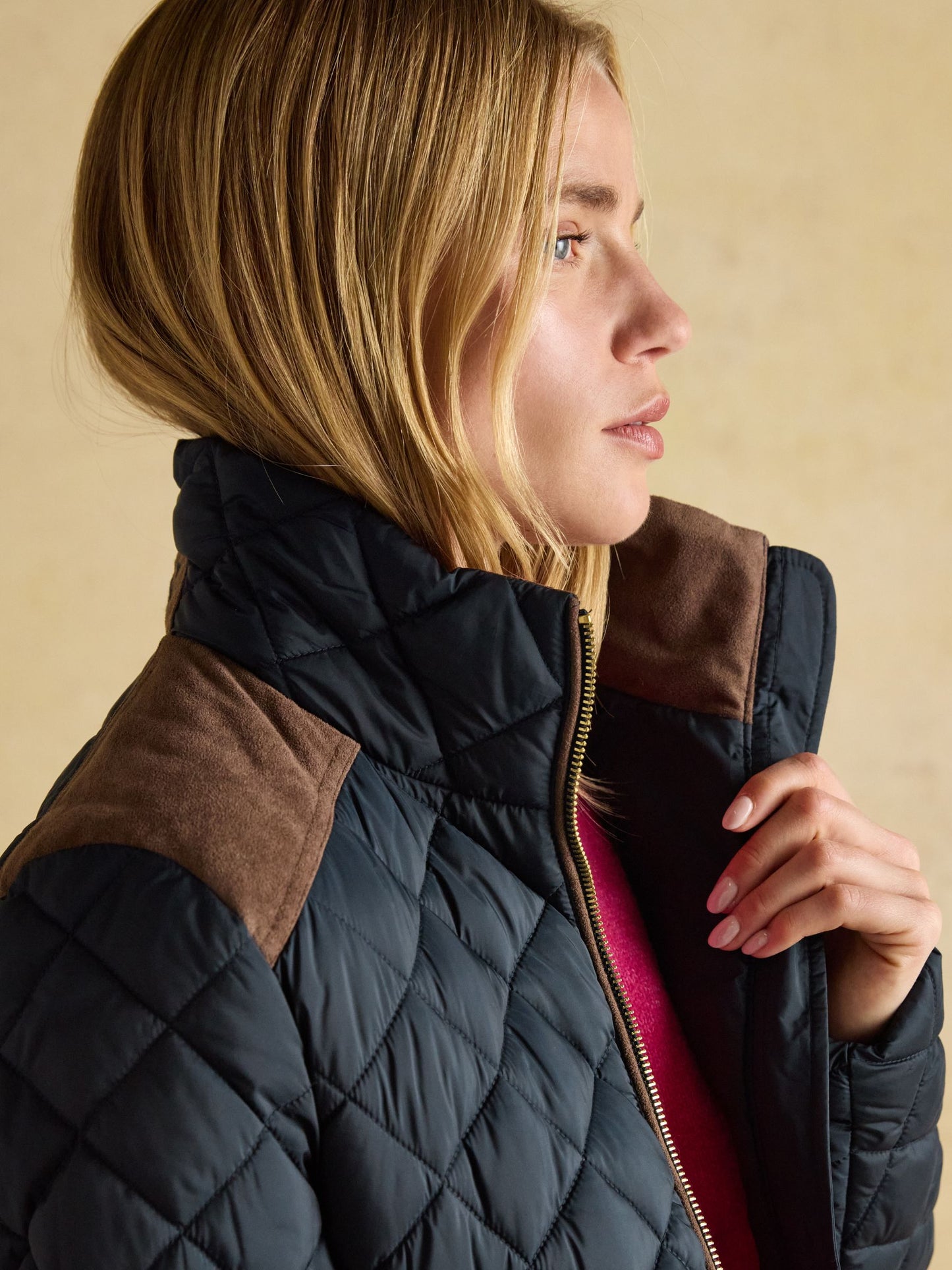 Braemar Luxe Navy Blue Showerproof Diamond Quilted Coat