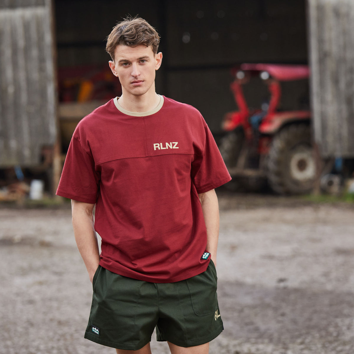 UnisexHose Down T Shirt Rhubarb