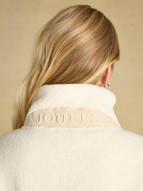 Cream Green Cropped Quarter Zip Fleece