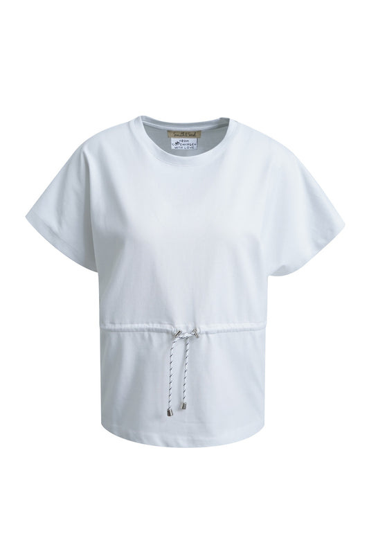 Oversize T-Shirt Drawstring Waist White