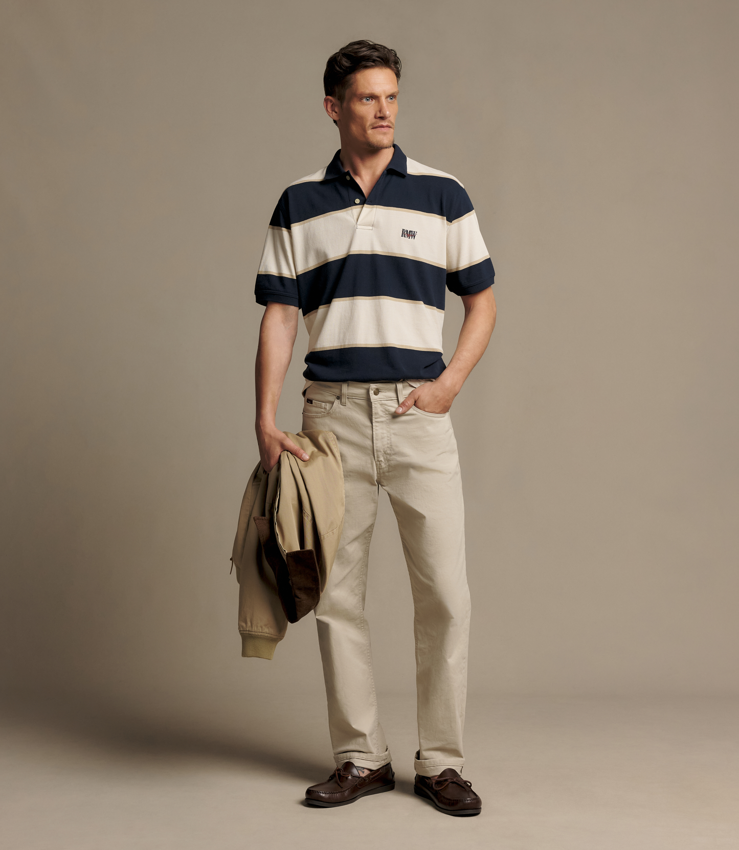Balmain tripe Polo Ecru/Navy