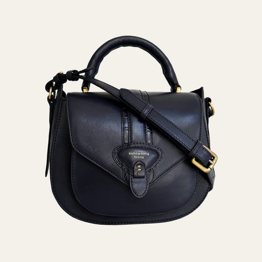 Belton Navy Leather Saddle Bag