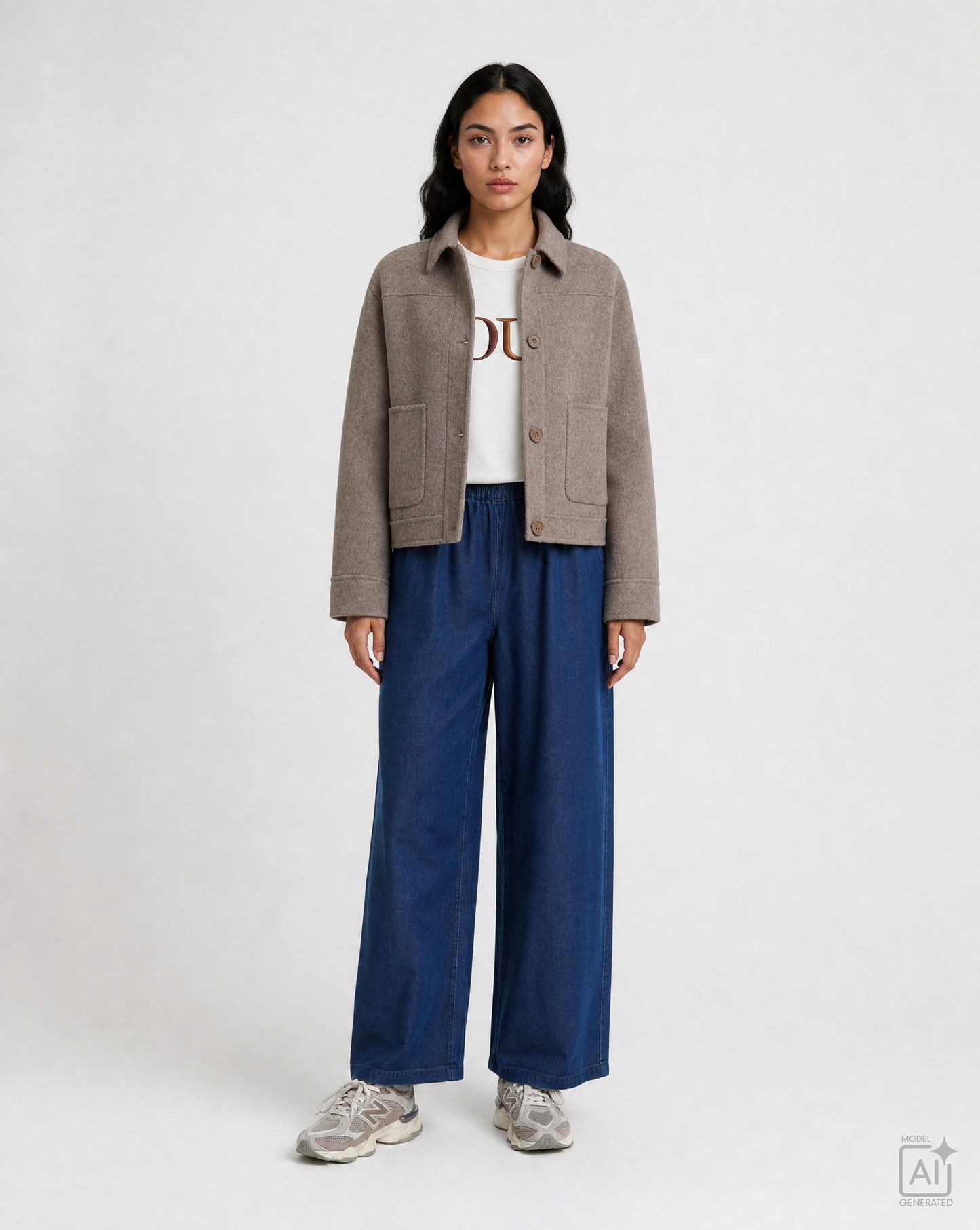 Wool Blended Short Jacket Taupe