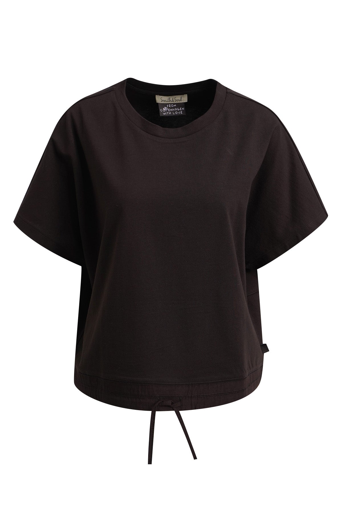Oversize T-Shirt Drawstring Hem Chocolate