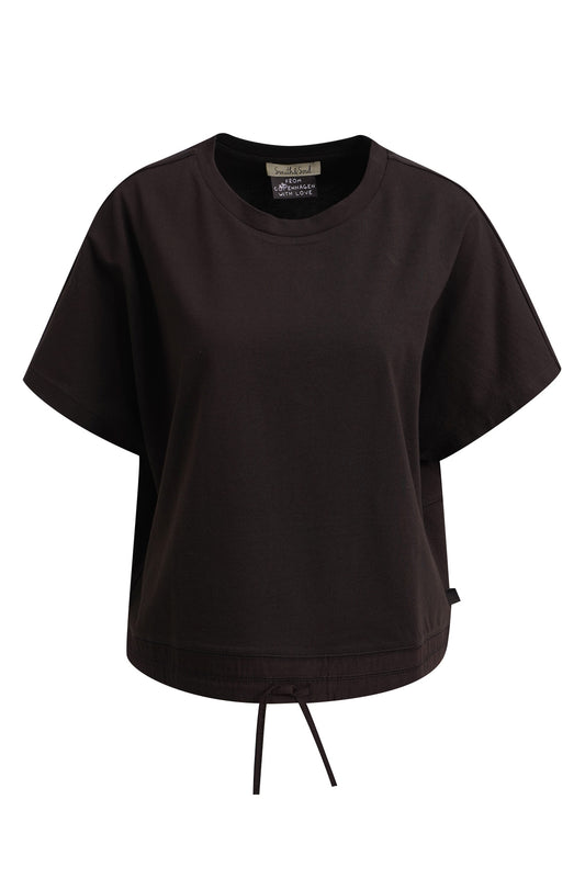 Oversize T-Shirt Drawstring Hem Chocolate