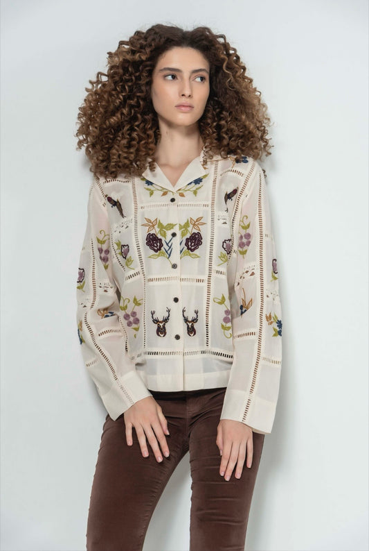 Cora Cream Embroidery Blouse