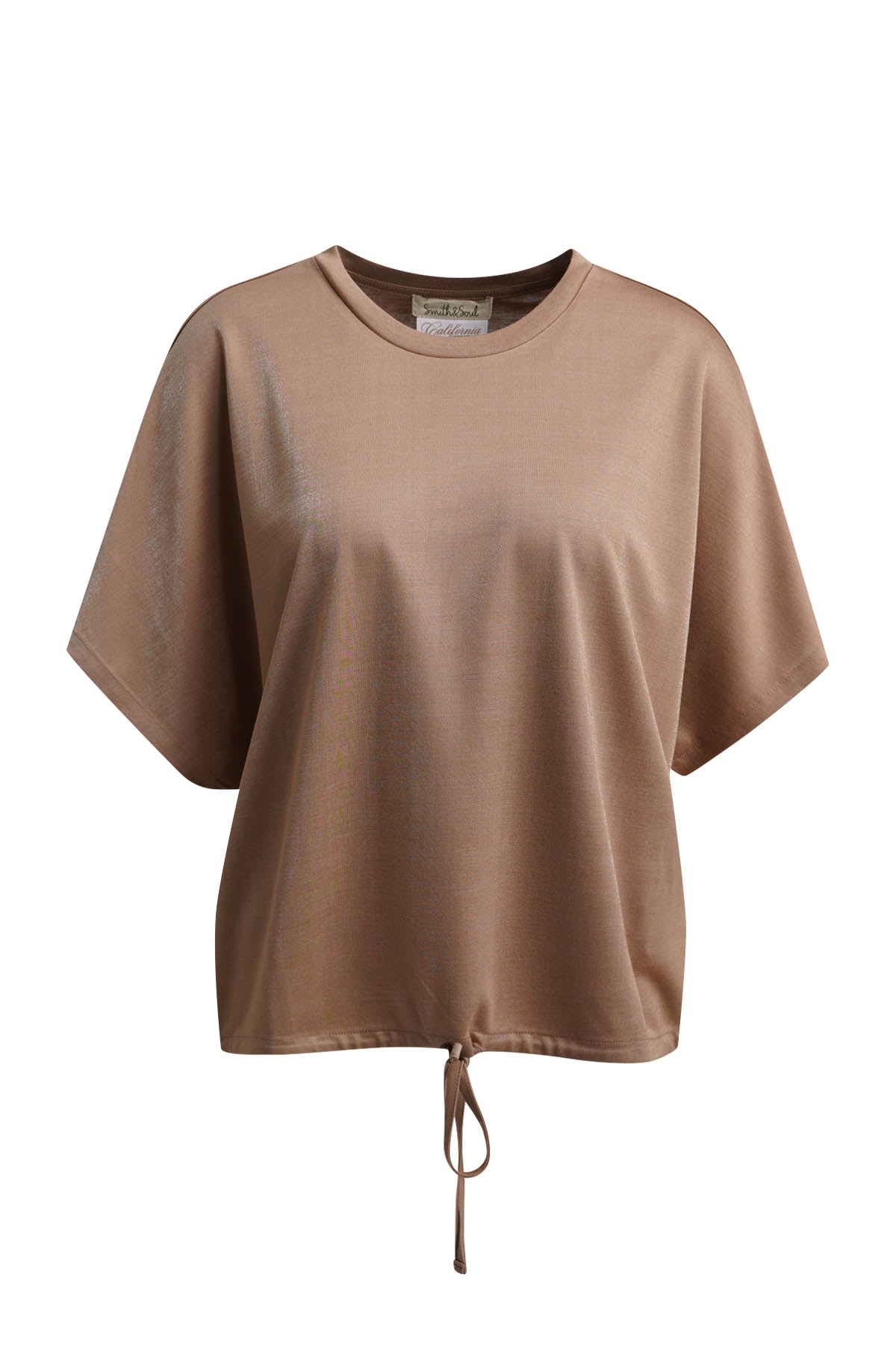 Oversize Shiny T-Shirt Drawstring Hem