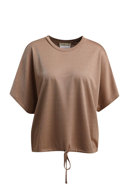 Oversize Shiny T-Shirt Drawstring Hem
