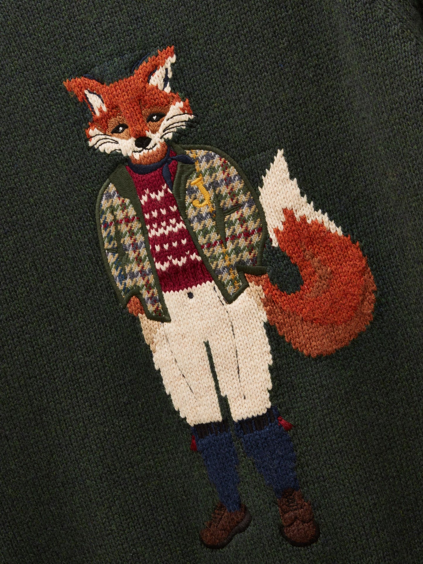 Jonty Green Intarsia Cotton-Rich Crew Neck Jumper