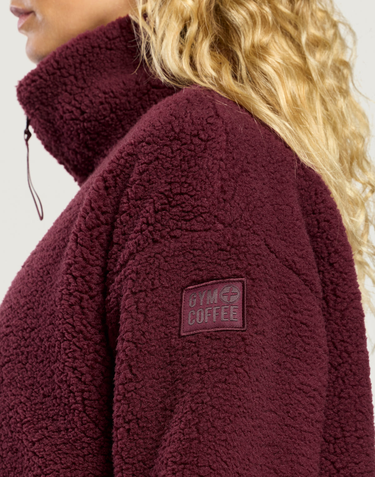 Industry Fleece High Collar Jacket in Cherry Crush