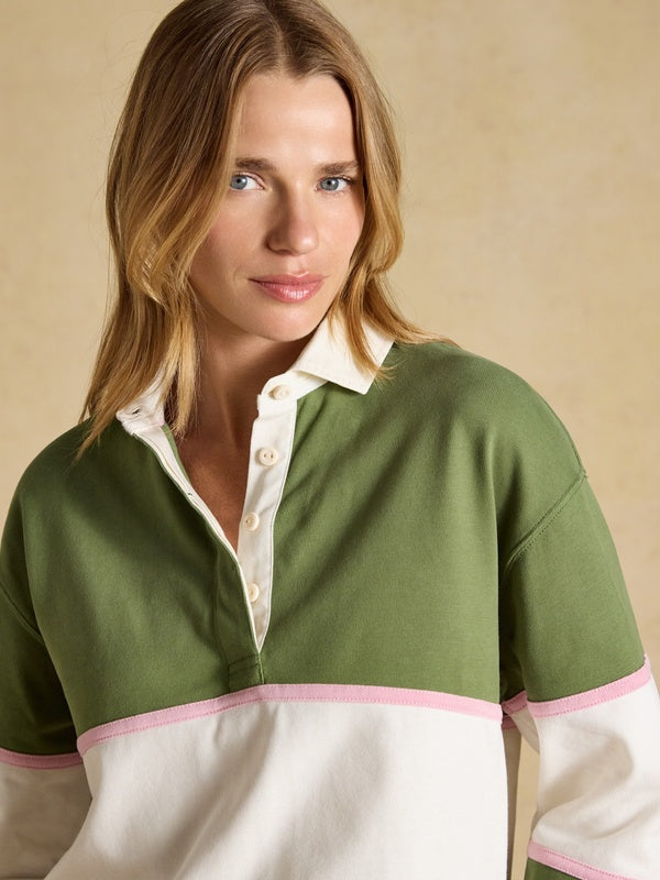 Jersey Deckshirt Green/Cream Stripe