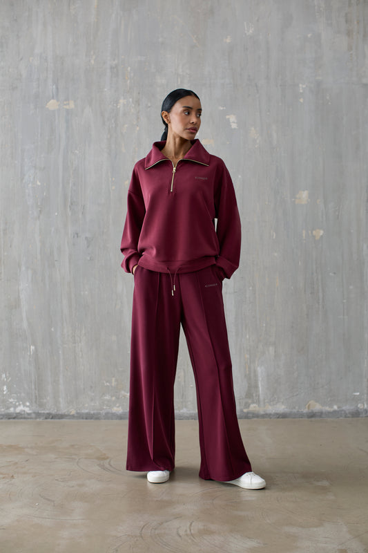 Wide Leg Joggers Burgandy