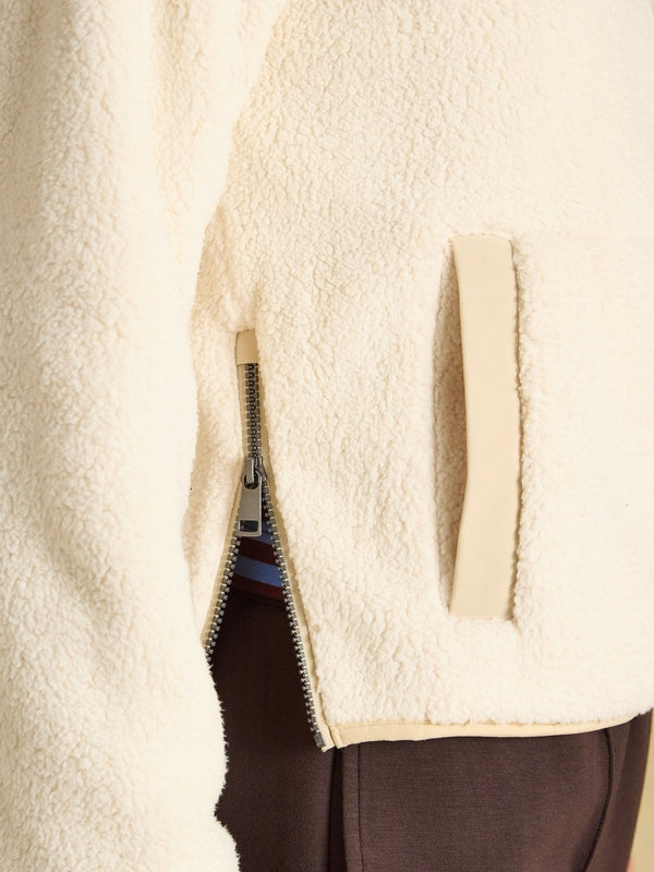 Cream Green Cropped Quarter Zip Fleece