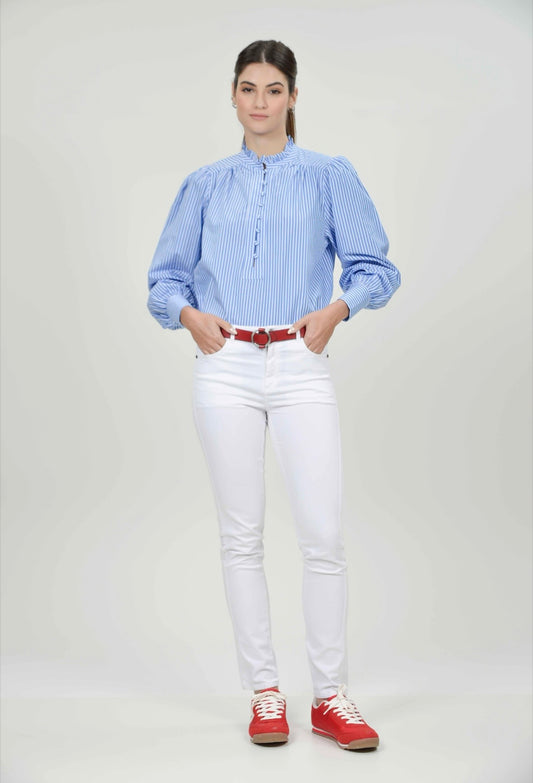 Serafine Blue Stripe Blouse