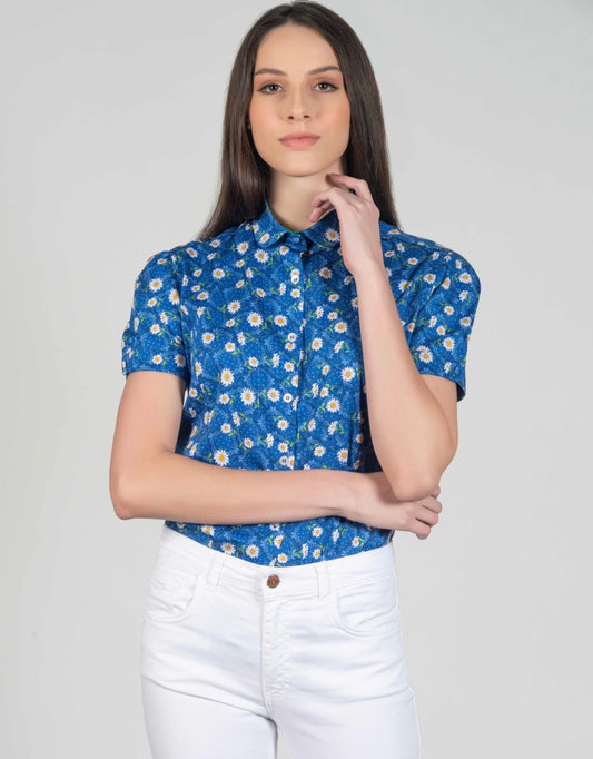 Luna Blue Bandana Short Sleeve Shirt