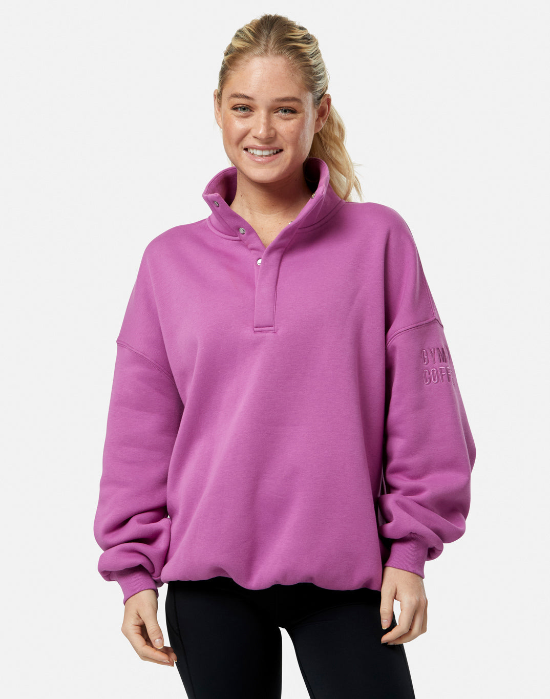 Snap Collar Sweatshirt Crisp Pink