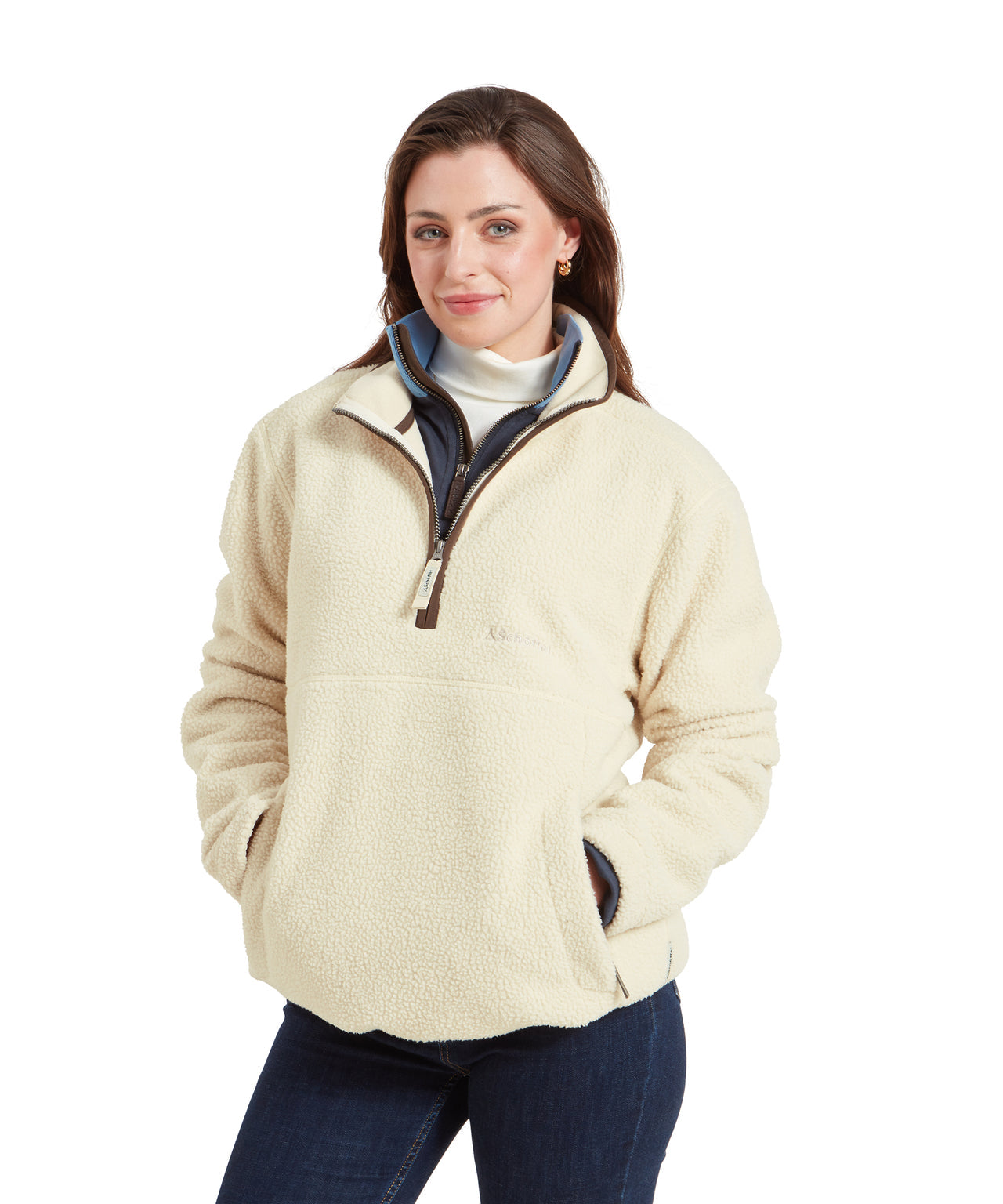 Berkeley Retro Quarter Zip Fleece Ecru