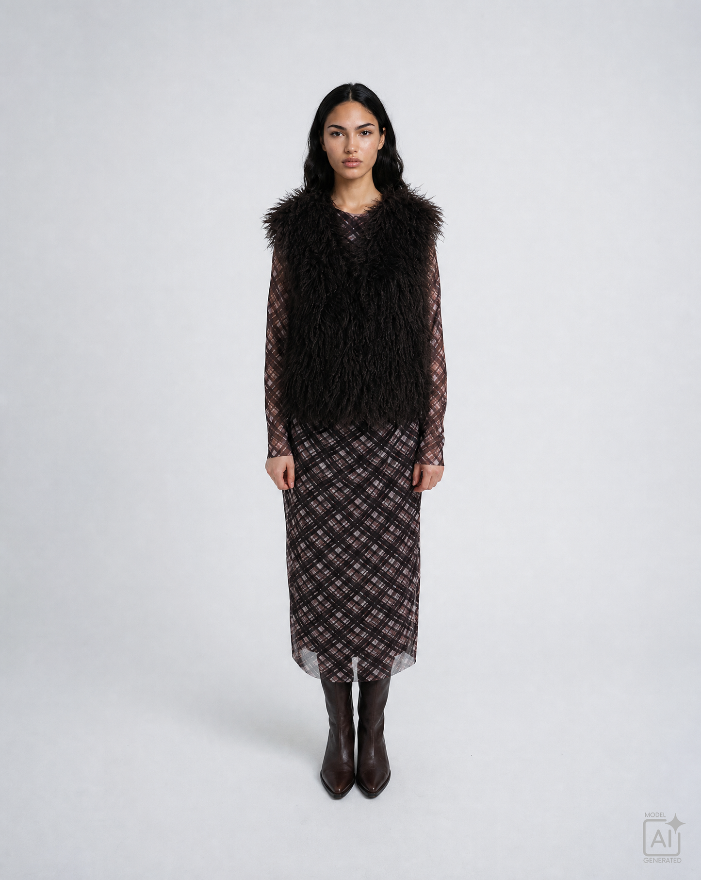 Faux Fur Vest Dark Choc