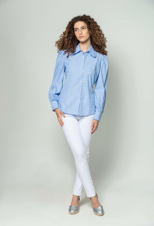 Sue Blue Stripe Blouse