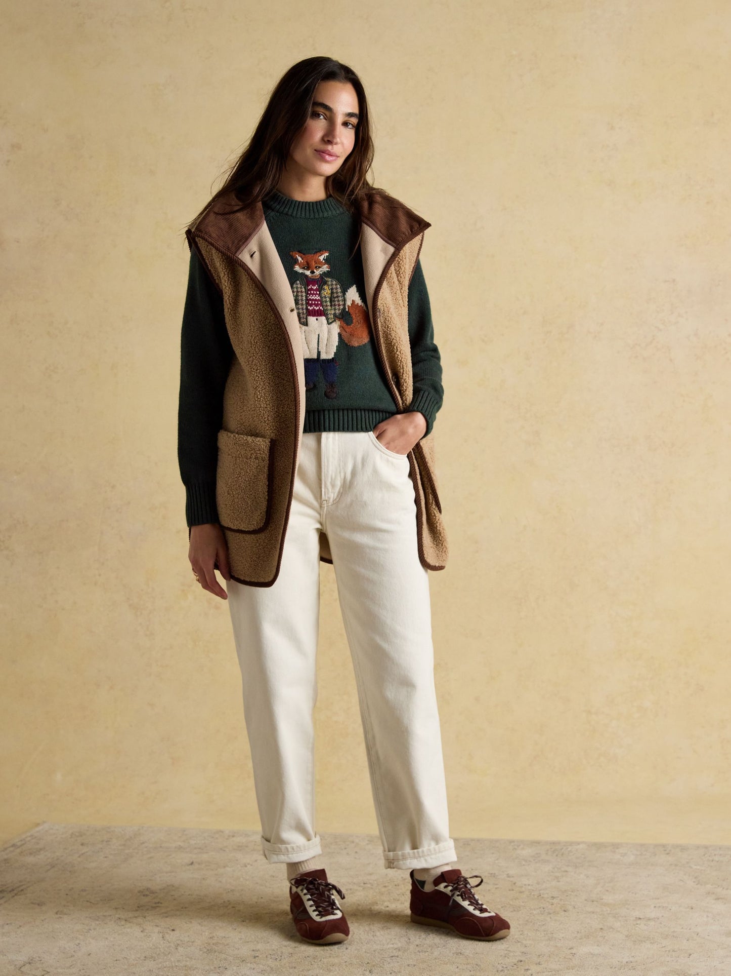Jonty Green Intarsia Cotton-Rich Crew Neck Jumper