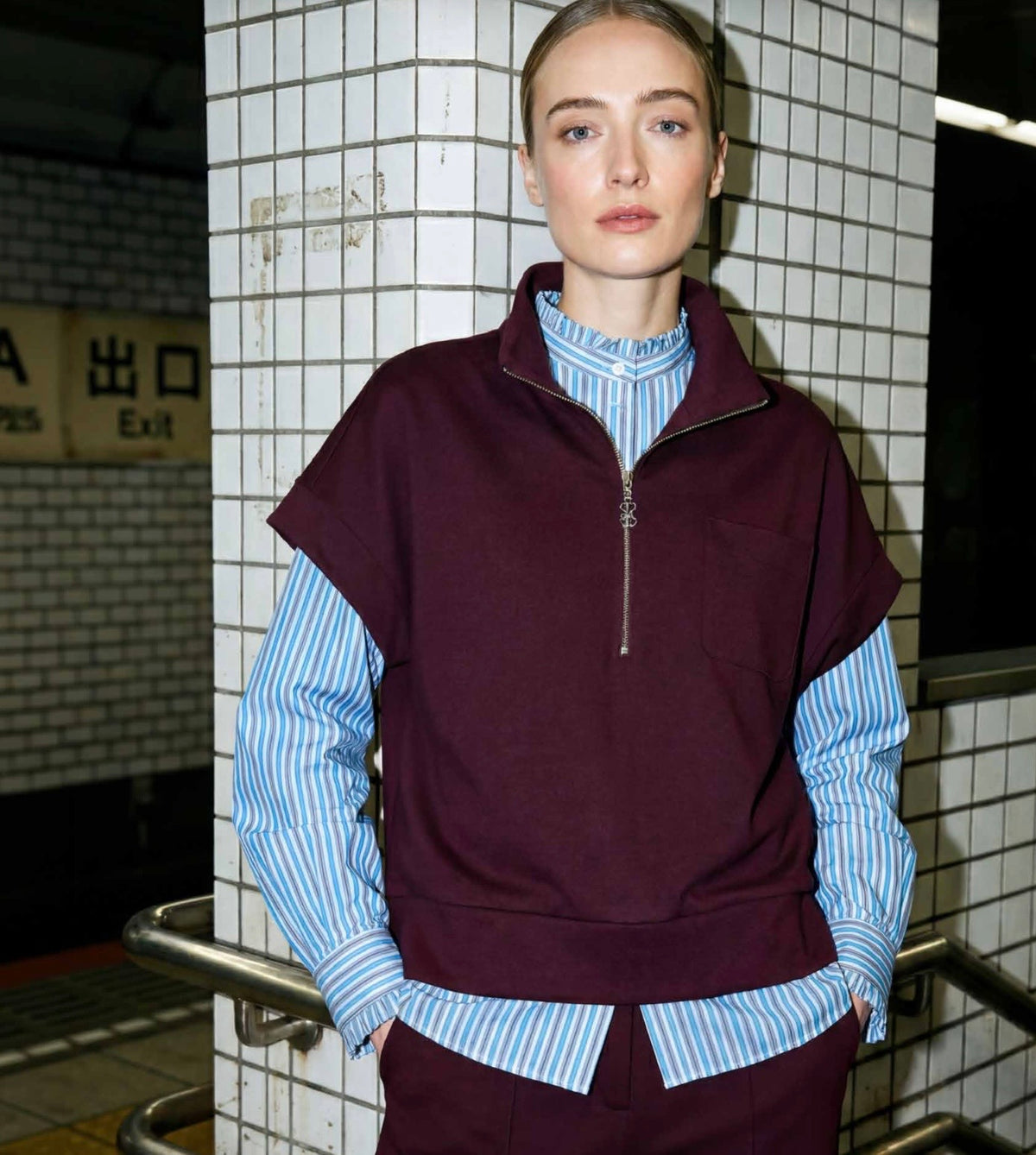 Half Zip Vest Plum