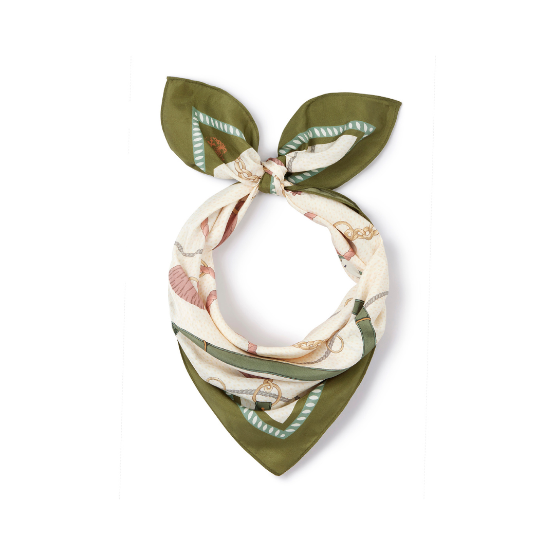 The Melford Mini Silk Scarf In Green