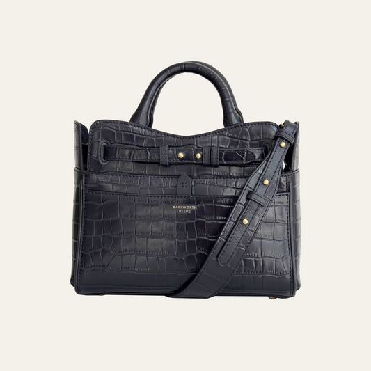 Ambridge Navy Croc Leather Handheld Bag