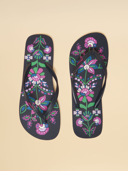 Sandy Navy Floral Printed Flip Flops