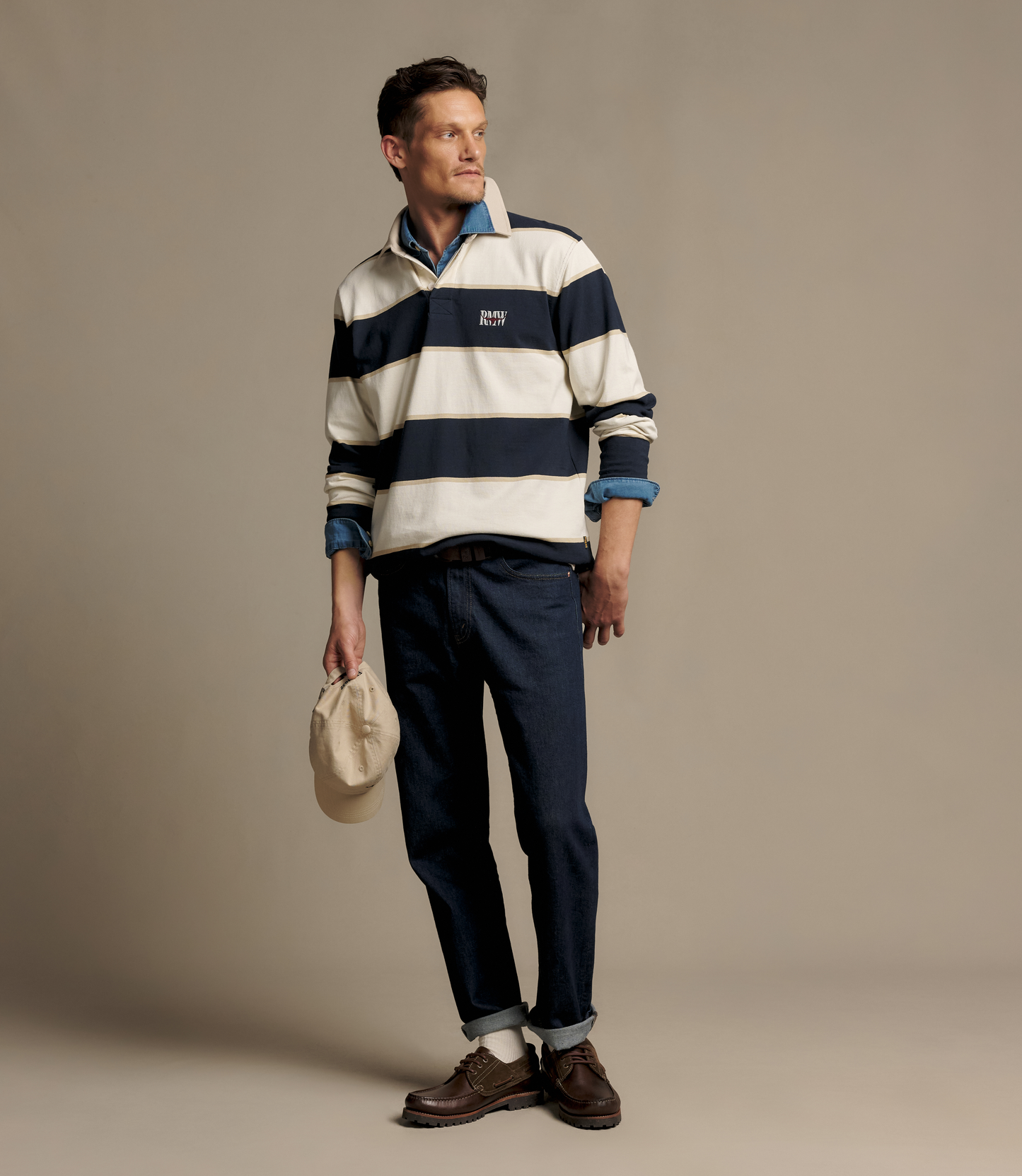 Balmain Stripe Rugby Top Ecru/ Navy