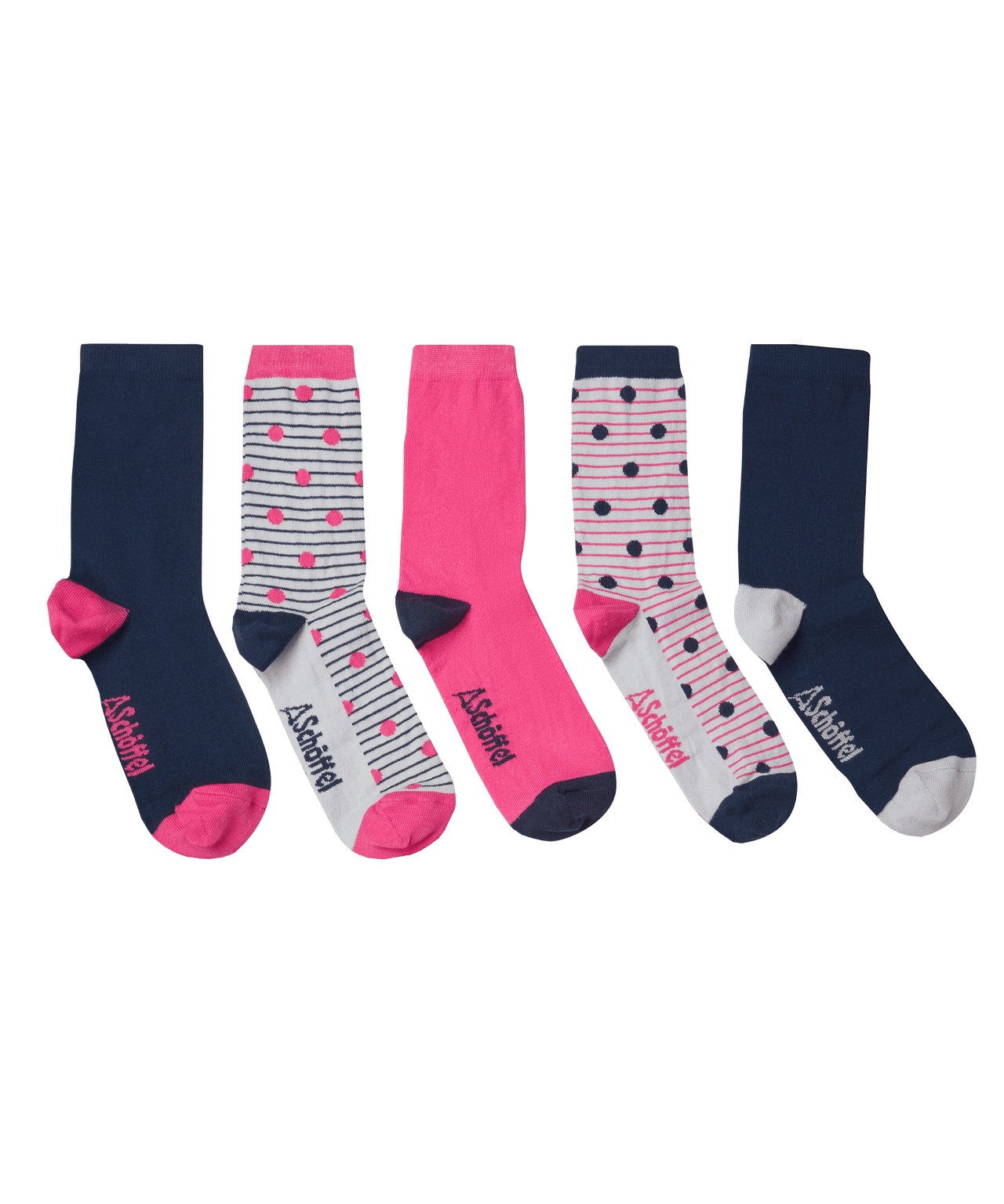 Bamboo Socks Navy/Pink Mix (Box of 5) 4-7