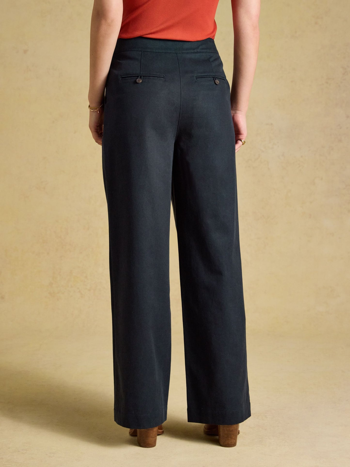 Navy High Rise Wide Leg Smart Trouser