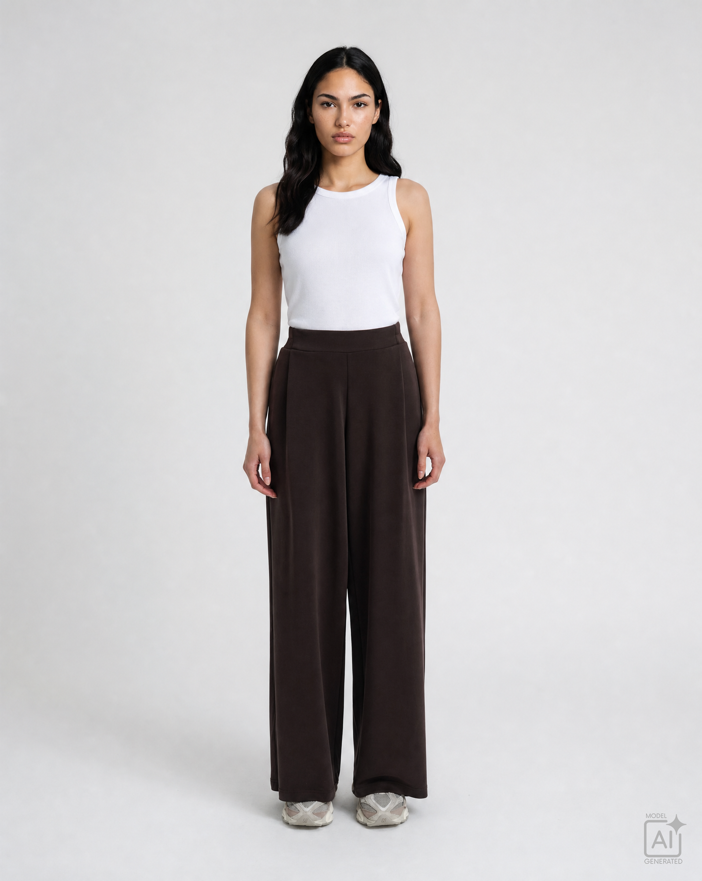 Wideleg Jersey Pants Dark Chocolate