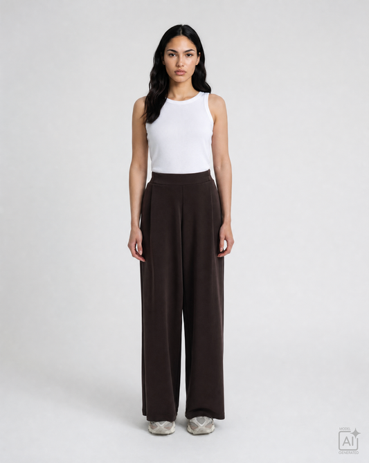 Wideleg Jersey Pants Dark Chocolate