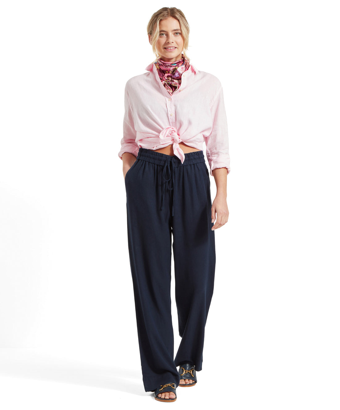 Daphne Linen Trousers Navy