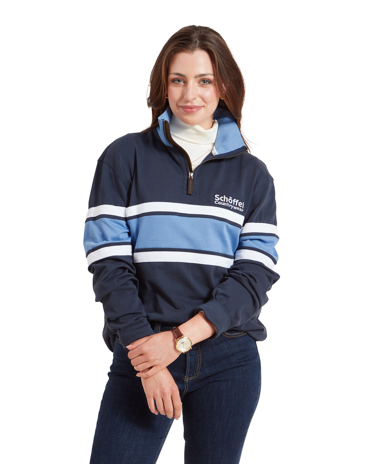 Unisex Exmouth Heritage Quarter Zip Petrol Blue