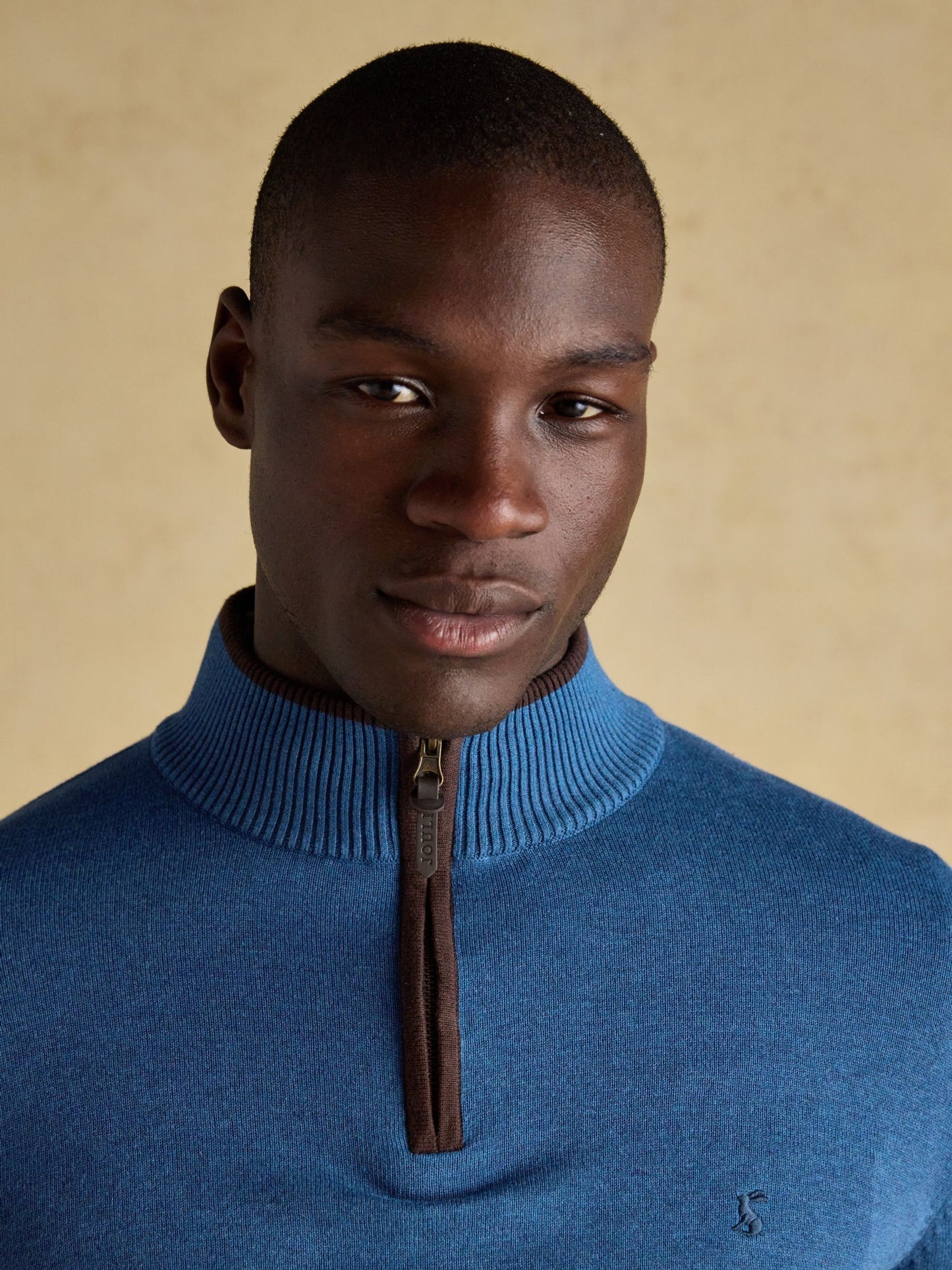 Hillside Blue Quarter Zip Knitted Jumper Blue