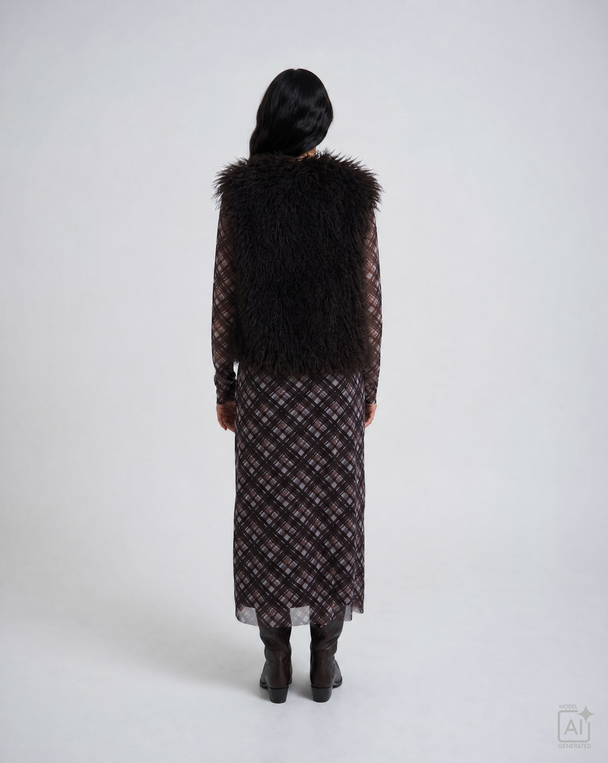Faux Fur Vest Dark Choc
