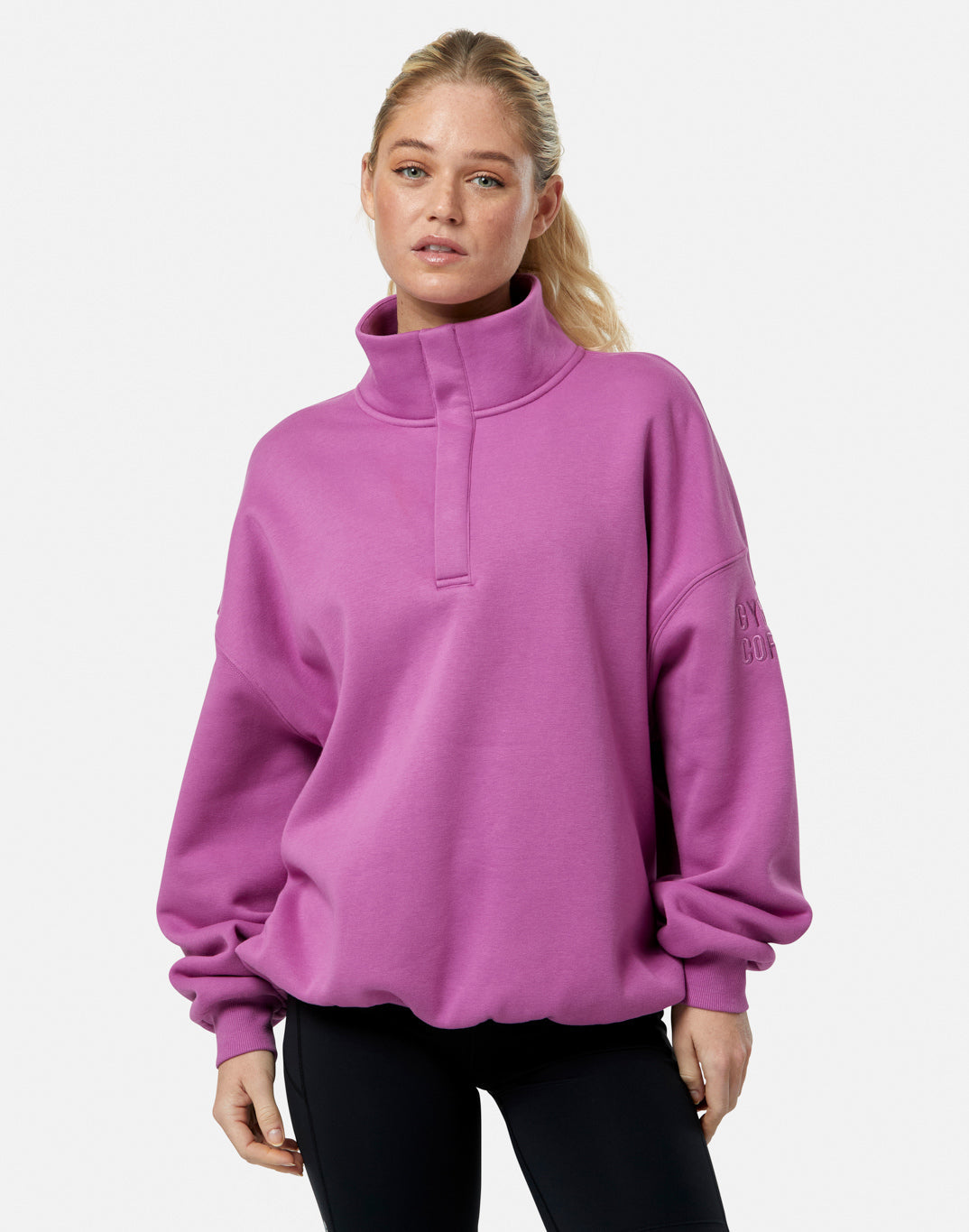 Snap Collar Sweatshirt Crisp Pink