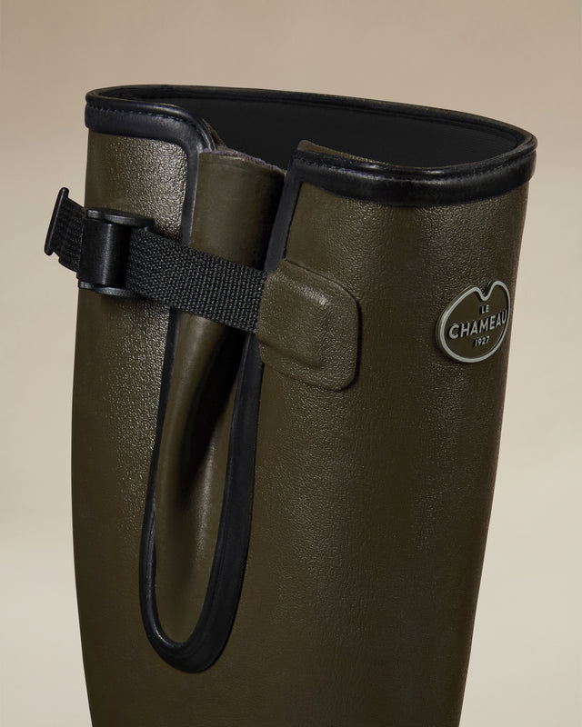 Men’s Vierzonord Neoprene Black Lined Wellington Boots Chameau Green