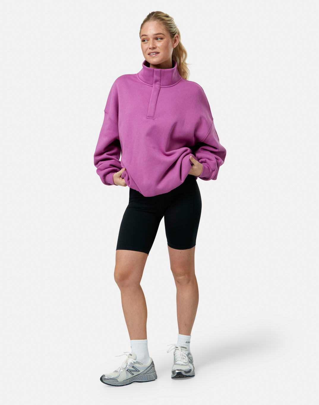 Snap Collar Sweatshirt Crisp Pink