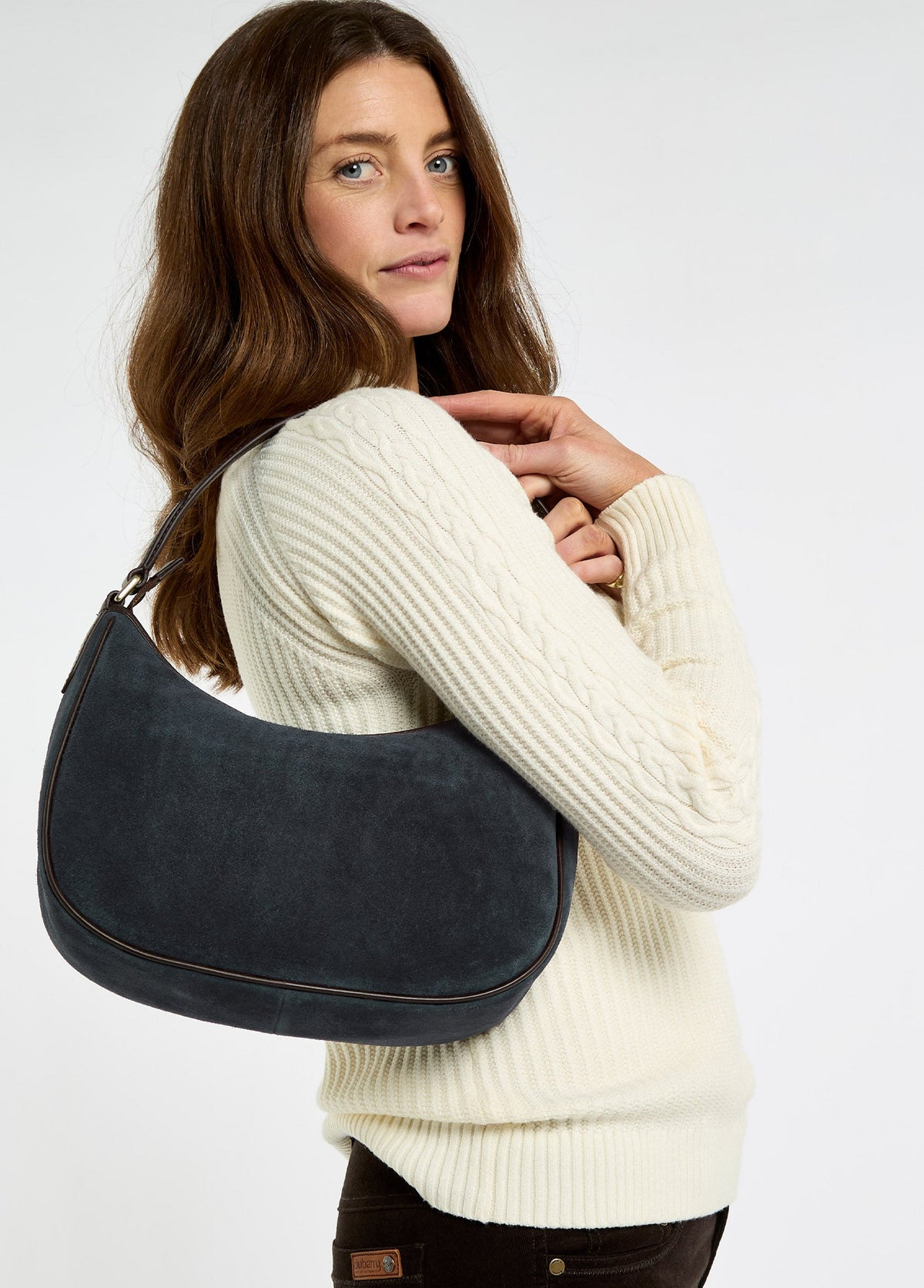 Cushendall Suede And Leather Handbag - Navy