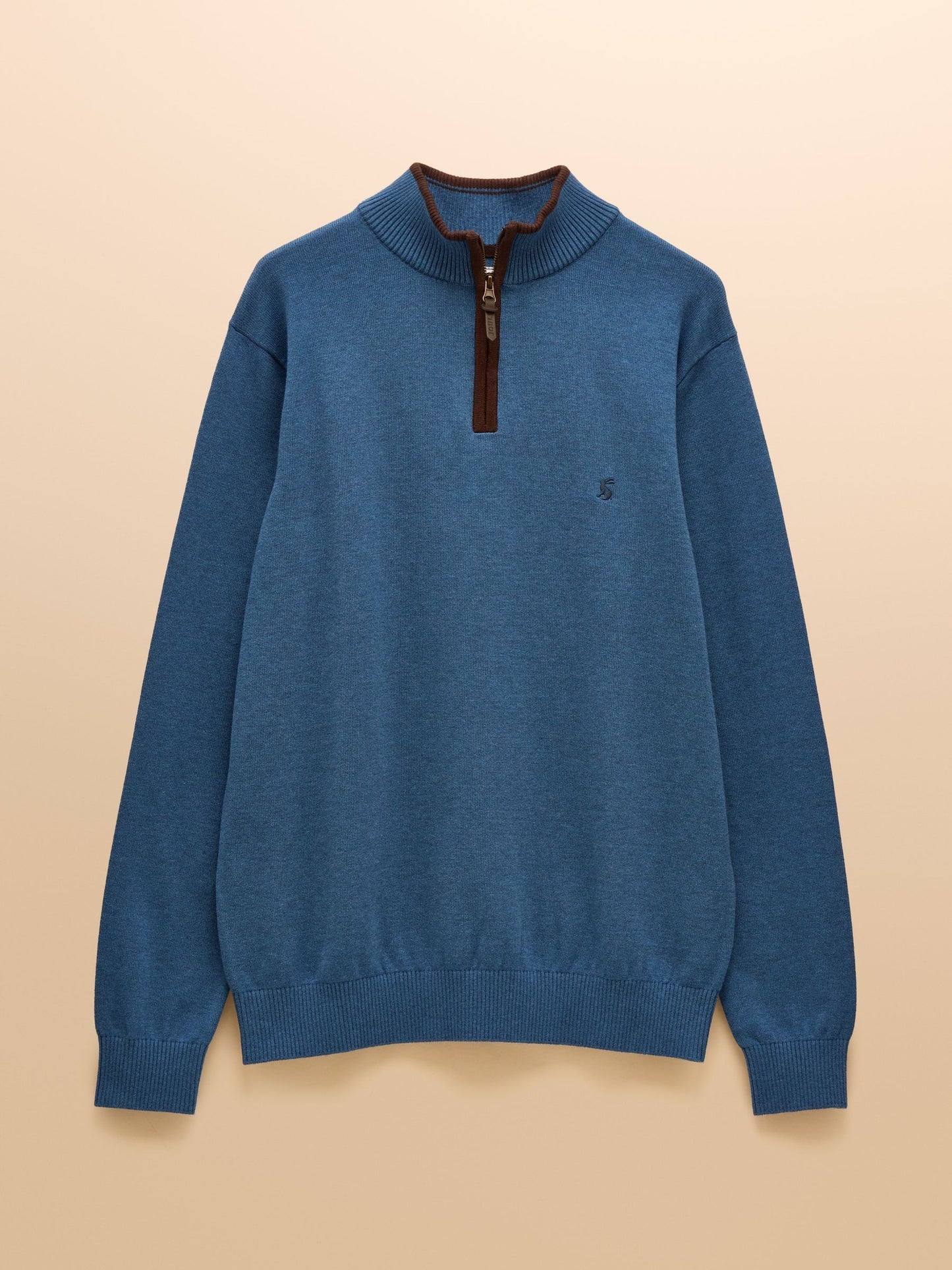 Hillside Blue Quarter Zip Knitted Jumper Blue