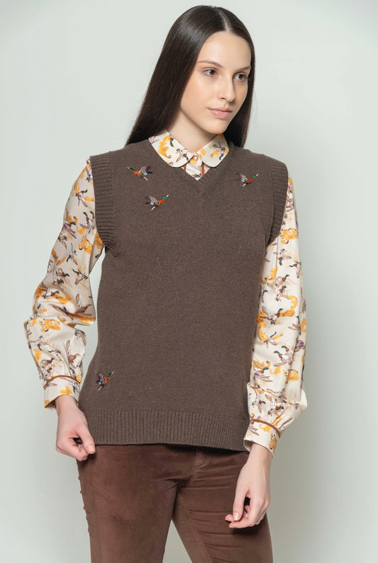 Amara Taupe V-Neck Ducks jumper
