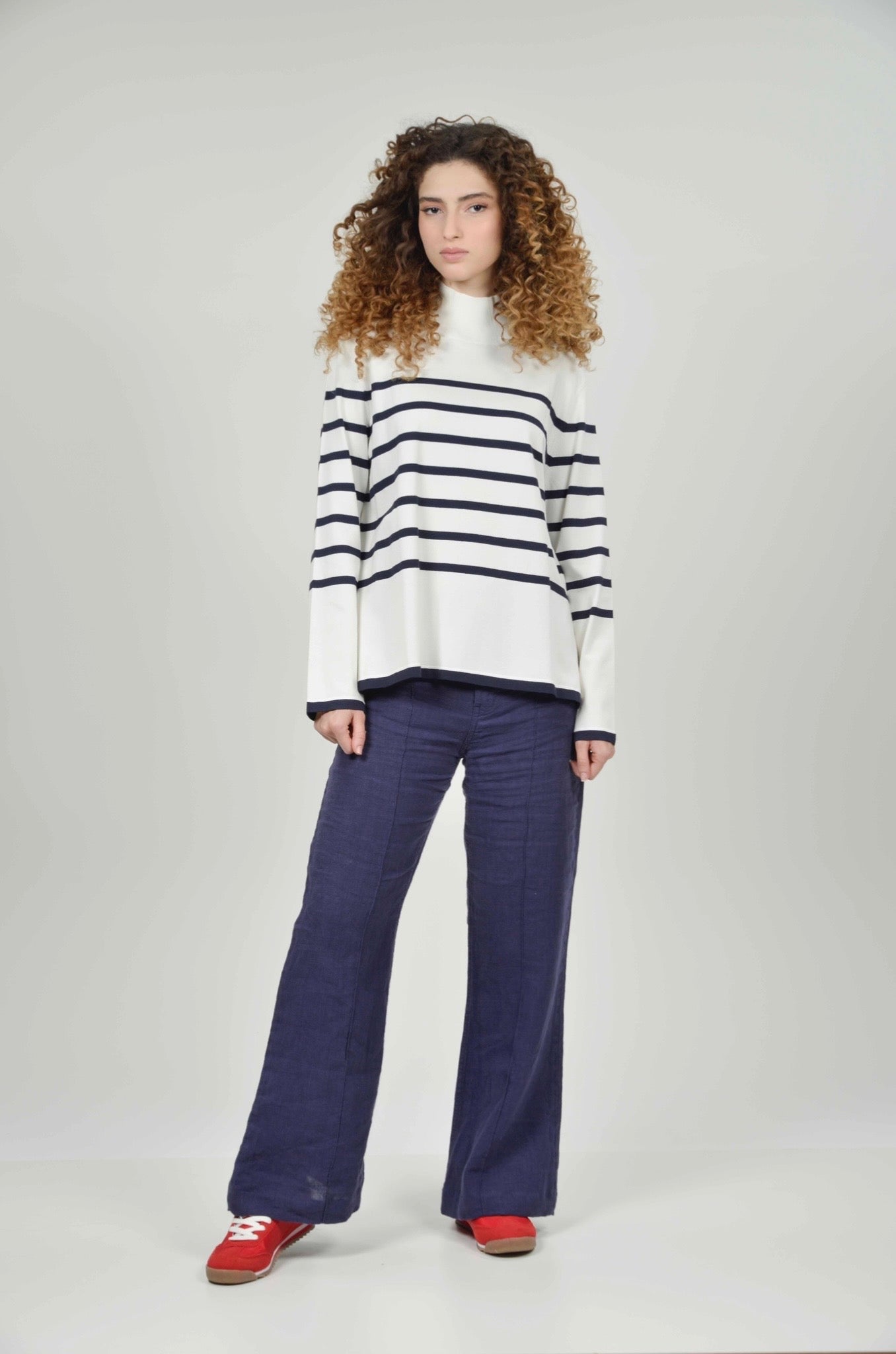 Doris White Stripe Jumper