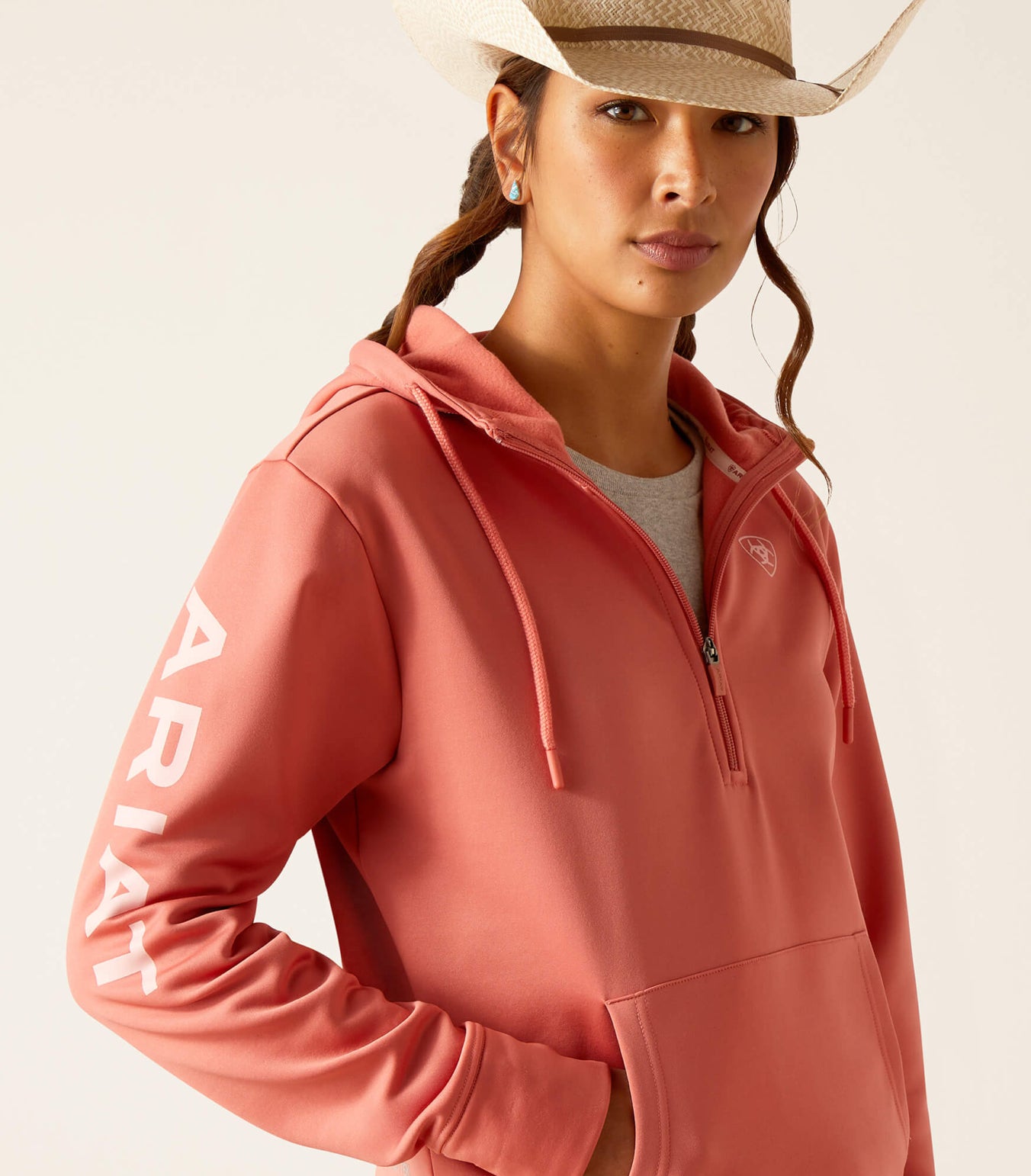 Tek Hoodie 1/2 Zip Faded Rose